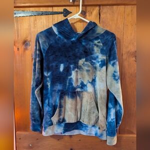 Blue and Tan Tie-Dye Hoodie